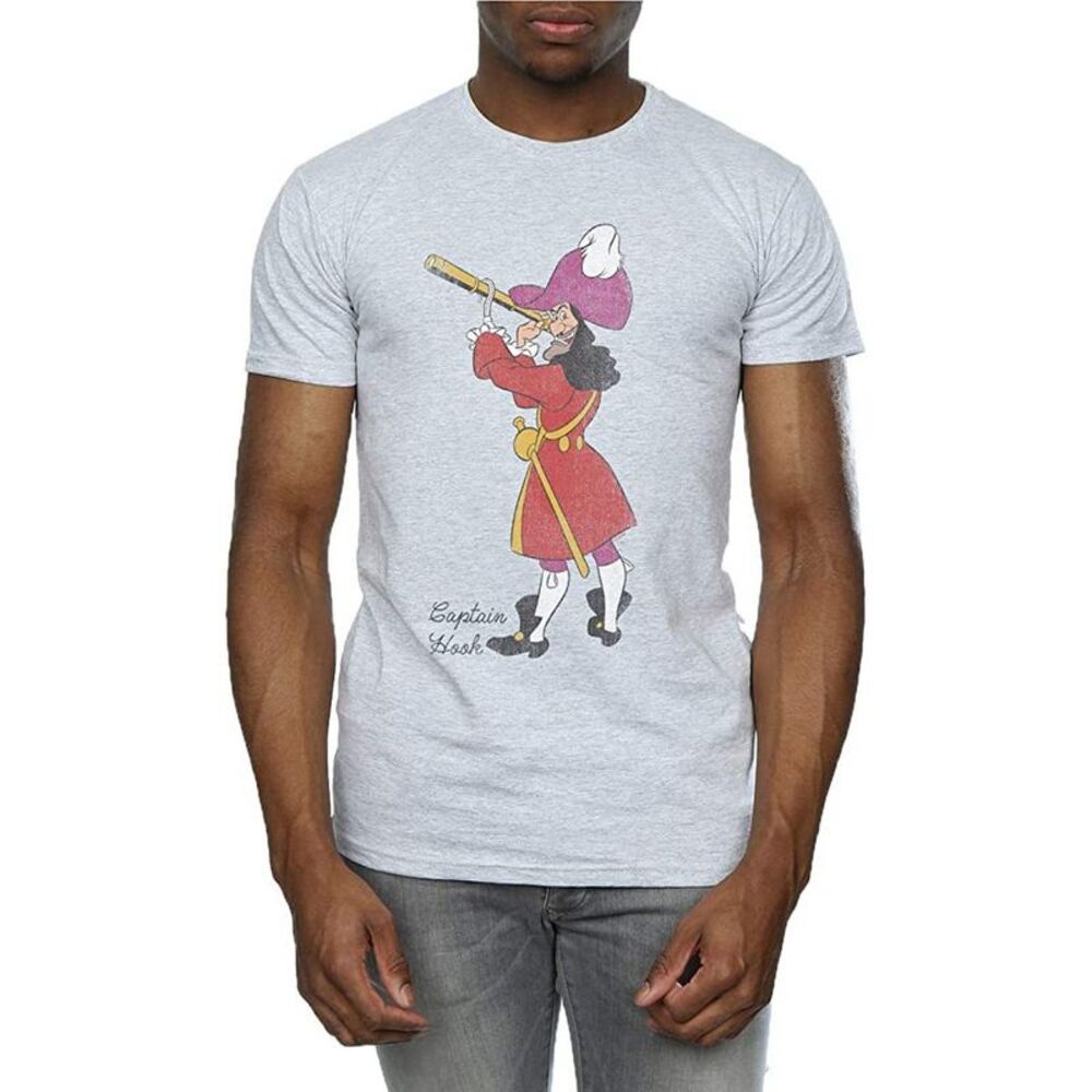 Peter Pan Mens Classic Captain Hook Heather T-Shirt / Gray